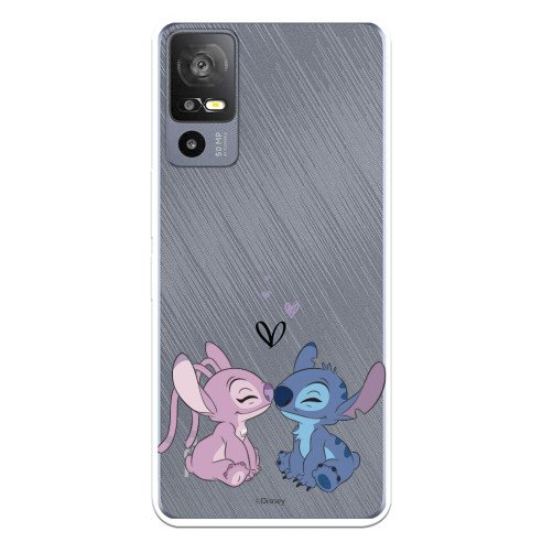 Funda para TCL 40R 5G Oficial de Disney Angel & Stitch Beso - Lilo & Stitch