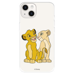 Funda para iPhone 15 Plus Oficial de Disney Simba y Nala Silueta - El Rey León