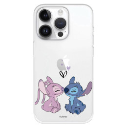 Funda para iPhone 15 Pro Oficial de Disney Angel & Stitch Beso - Lilo & Stitch