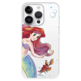Funda para iPhone 15 Pro Oficial de Disney Ariel y Sebastián Burbujas - La Sirenita