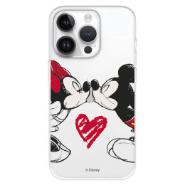Funda para iPhone 15 Pro Oficial de Disney Mickey y Minnie Beso - Clásicos Disney