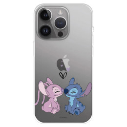 Funda para iPhone 15 Pro Max Oficial de Disney Angel & Stitch Beso - Lilo & Stitch