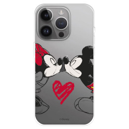 Funda para iPhone 15 Pro Max Oficial de Disney Mickey y Minnie Beso - Clásicos Disney