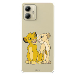 Funda para Motorola Edge 40 Neo Oficial de Disney Simba y Nala Silueta - El Rey León