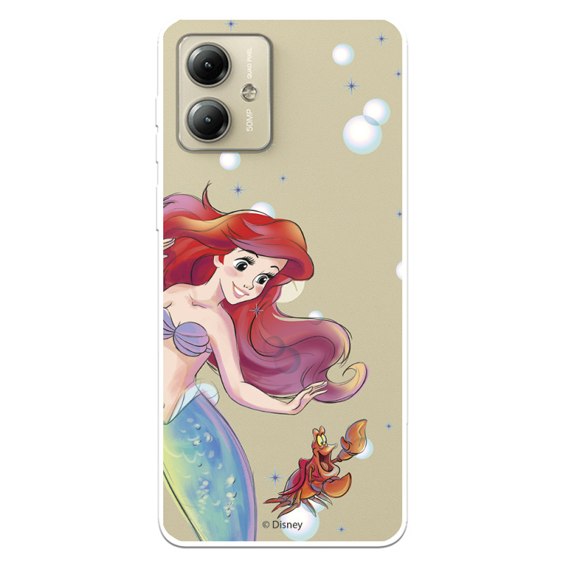 Funda para Motorola Edge 40 Neo Oficial de Disney Ariel y Sebastián Burbujas - La Sirenita