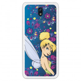 Carcasa Oficial Disney Campanilla Flores Transparente para Lg K40 - Peter Pan- La Casa de las Carcasas