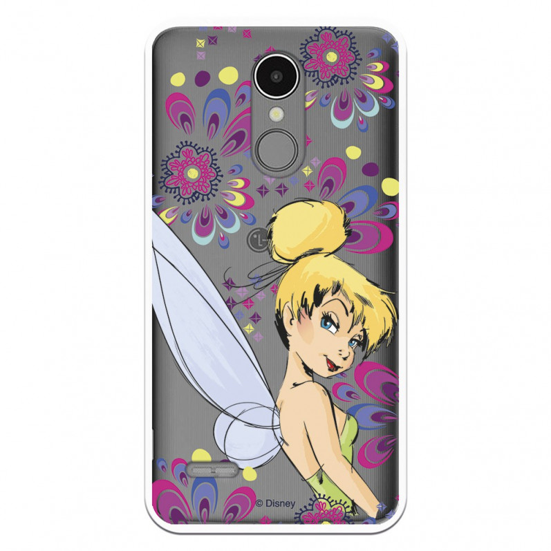 Carcasa Oficial Disney Campanilla Flores Transparente para LG K9 - Peter Pan- La Casa de las Carcasas