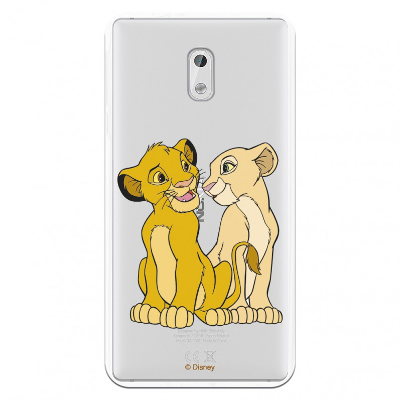 Carcasa Oficial Disney Simba y Nala transparente para Nokia 3 - El Rey León- La Casa de las Carcasas