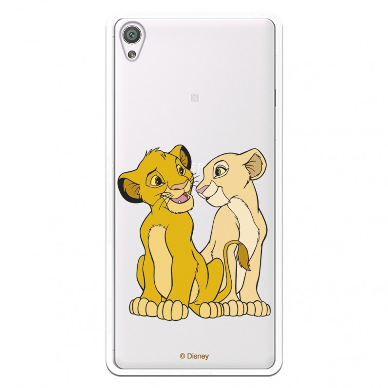 Carcasa Oficial Disney Simba y Nala transparente para Sony Xperia XA - El Rey León- La Casa de las Carcasas