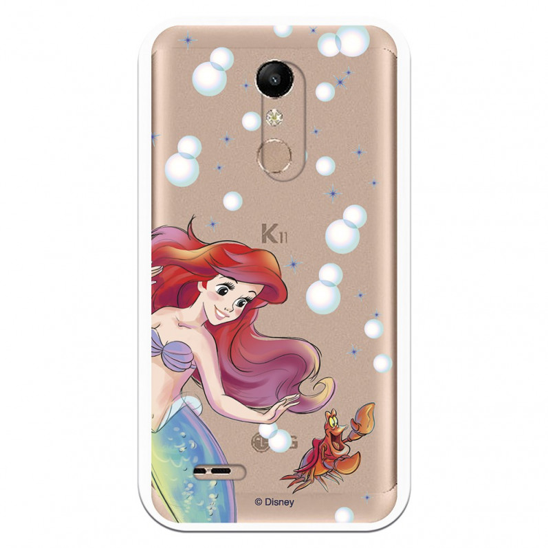 Carcasa Oficial Disney Sirenita y Sebastián Transparente para LG K10 2018 - La Sirenita- La Casa de las Carcasas