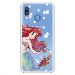 Carcasa Oficial Disney Sirenita y Sebastián Transparente para Samsung Galaxy A20e - La Sirenita- La Casa de las Carcasas