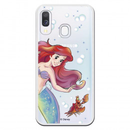 Carcasa Oficial Disney Sirenita y Sebastián Transparente para Samsung Galaxy A40 - La Sirenita- La Casa de las Carcasas