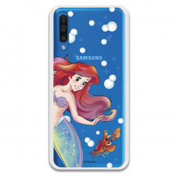 Carcasa Oficial Disney Sirenita y Sebastián Transparente para Samsung Galaxy A50 - La Sirenita- La Casa de las Carcasas