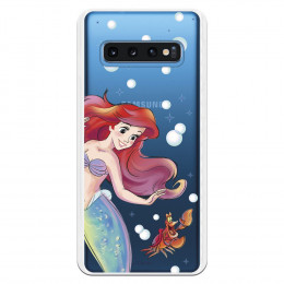 Carcasa Oficial Disney Sirenita y Sebastián Transparente para Samsung Galaxy S10 - La Sirenita- La Casa de las Carcasas