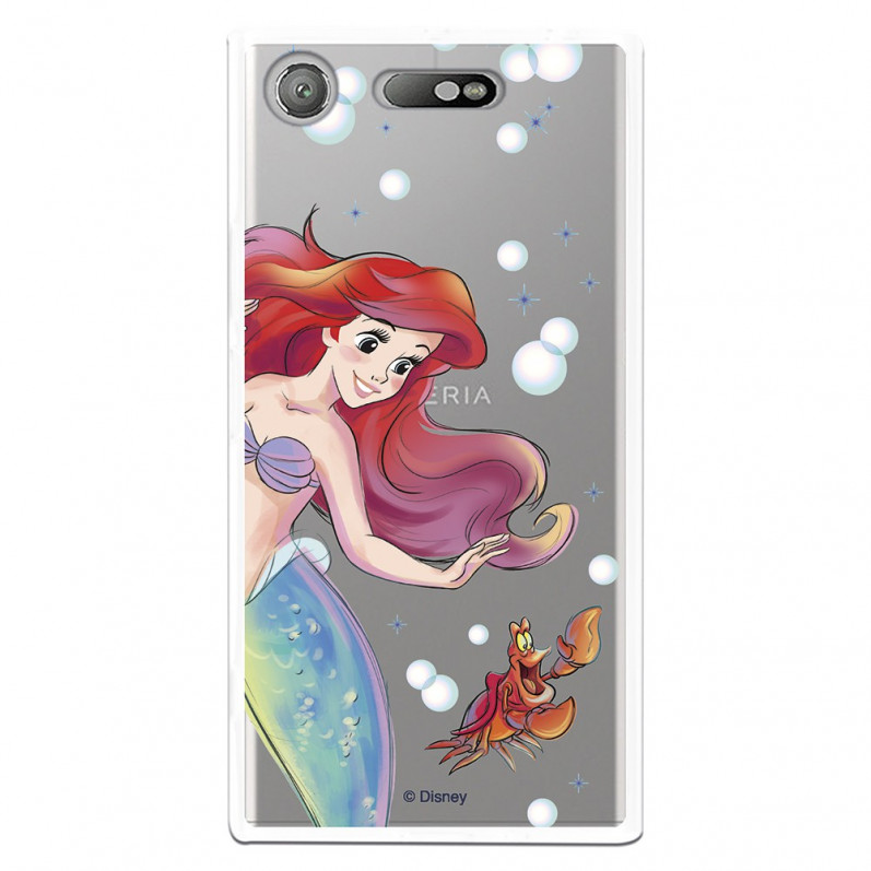 Carcasa Oficial Disney Sirenita y Sebastián Transparente para Sony Xperia XZ1 - La Sirenita- La Casa de las Carcasas