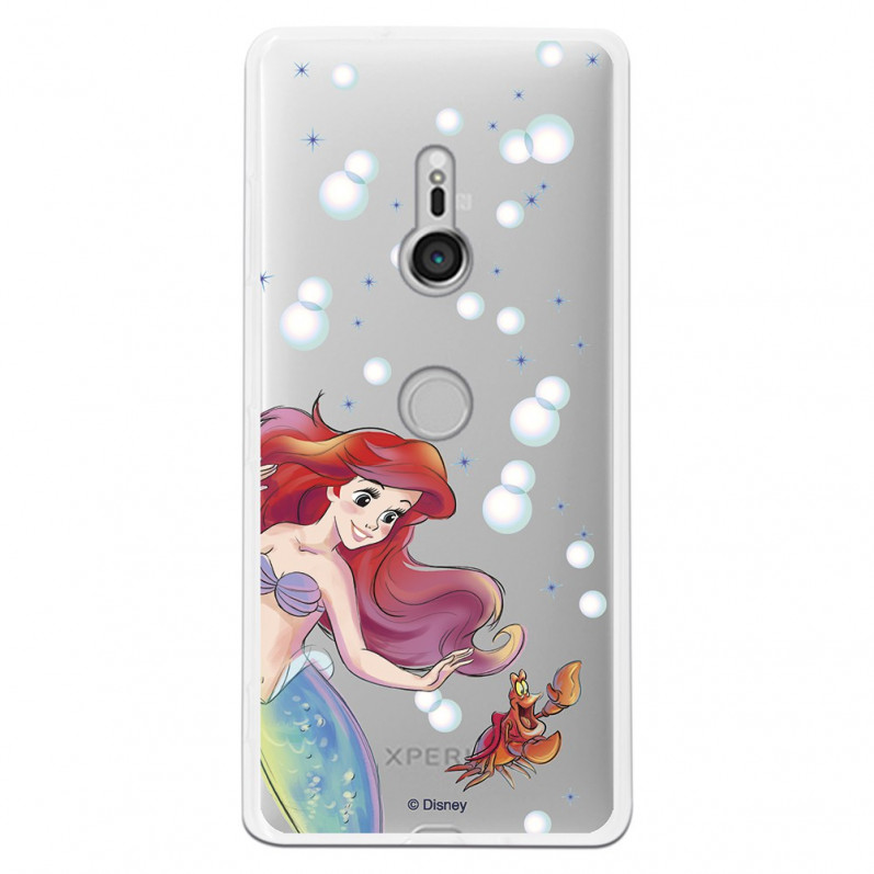 Carcasa Oficial Disney Sirenita y Sebastián Transparente para Sony Xperia XZ3 - La Sirenita- La Casa de las Carcasas