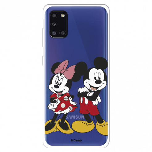 Funda para Samsung Galaxy A31 Oficial de Disney Mickey y Minnie Posando - Clásicos Disney