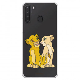 Funda para Samsung Galaxy A21 Oficial de Disney Simba y Nala Silueta - El Rey León