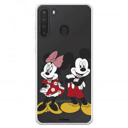 Funda para Samsung Galaxy A21 Oficial de Disney Mickey y Minnie Posando - Clásicos Disney