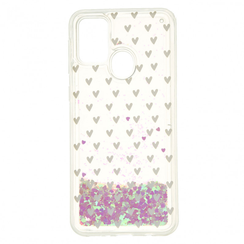 Funda Líquida Corazones Rosas para Samsung Galaxy A21s- La Casa de las Carcasas