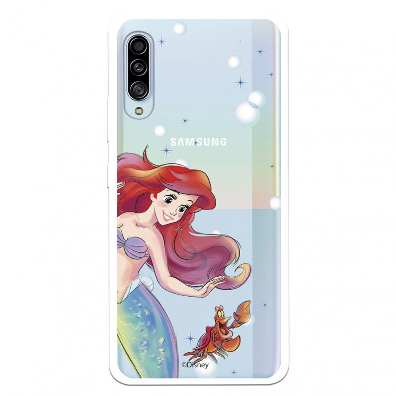 Funda para Samsung Galaxy A90 5G Oficial de Disney Ariel y Sebastián Burbujas - La Sirenita