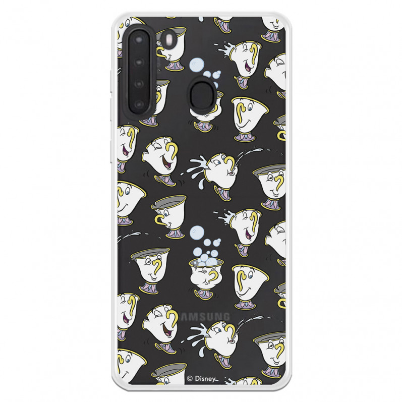 Funda para Samsung Galaxy A21 Oficial de Disney Chip Potts Siluetas - La Bella y la Bestia