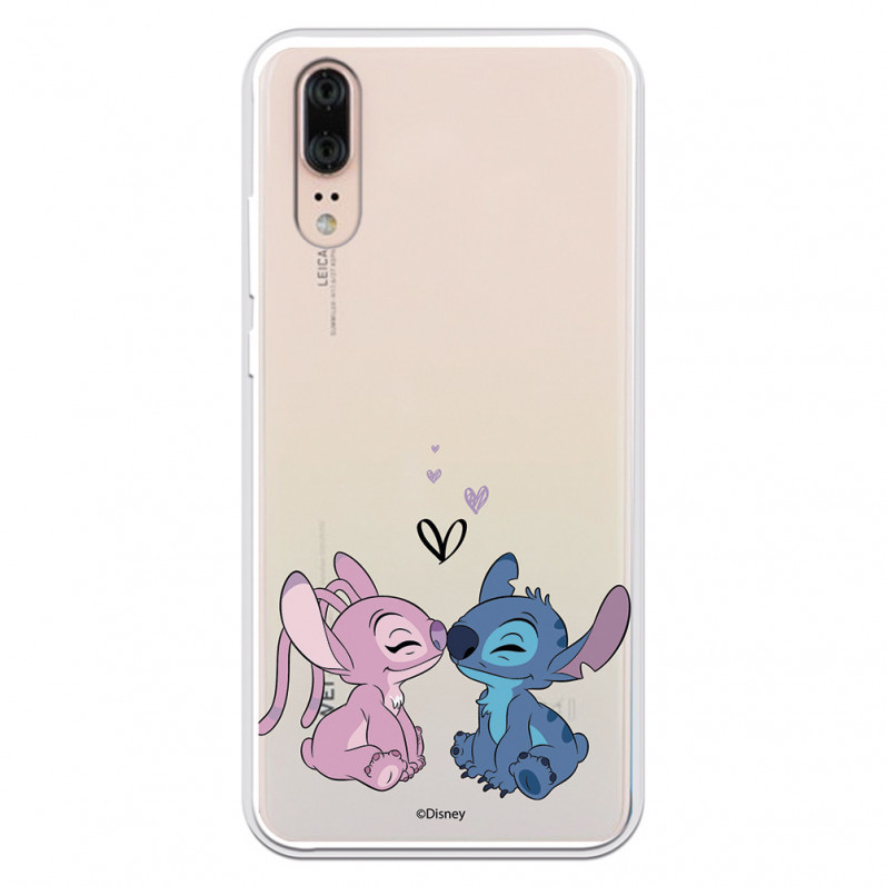 Funda para Huawei P20 Oficial de Disney Angel & Stitch Beso - Lilo & Stitch