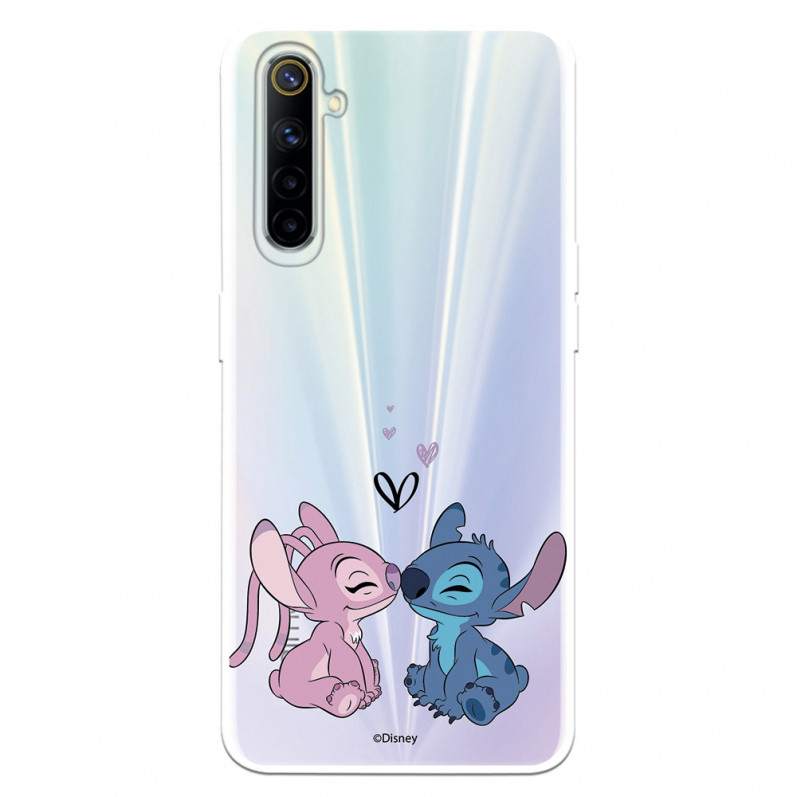 Funda para Realme 6 Oficial de Disney Angel & Stitch Beso - Lilo & Stitch