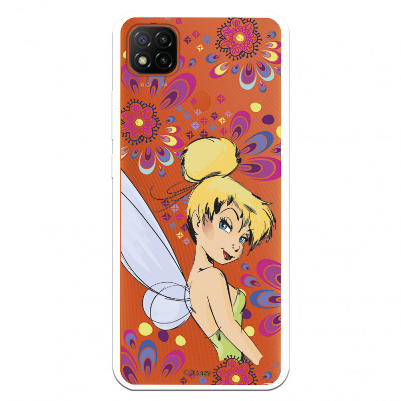 Funda para Xiaomi Redmi 9C Oficial de Disney Campanilla Flores - Peter Pan