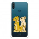 Funda para Alcatel 1B 2020 Oficial de Disney Simba y Nala Silueta - El Rey León