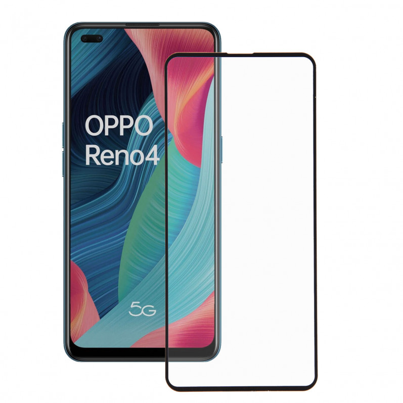 Cristal Templado Completo Negro para Oppo Reno 4- La Casa de las Carcasas