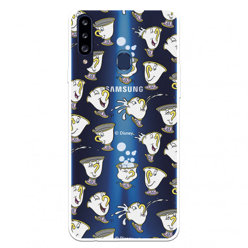 Funda para Samsung Galaxy A20S Oficial de Disney Chip Potts Siluetas - La Bella y la Bestia