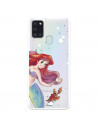 Funda para Samsung Galaxy A21S Oficial de Disney Ariel y Sebastián Burbujas - La Sirenita