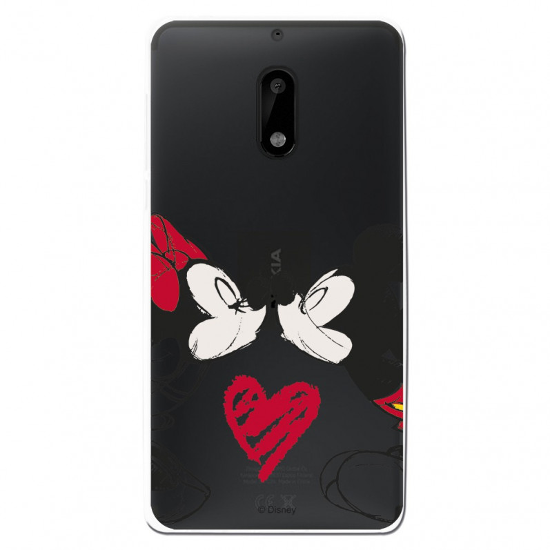 Carcasa Oficial Mikey Y Minnie Beso Clear para Nokia 6- La Casa de las Carcasas