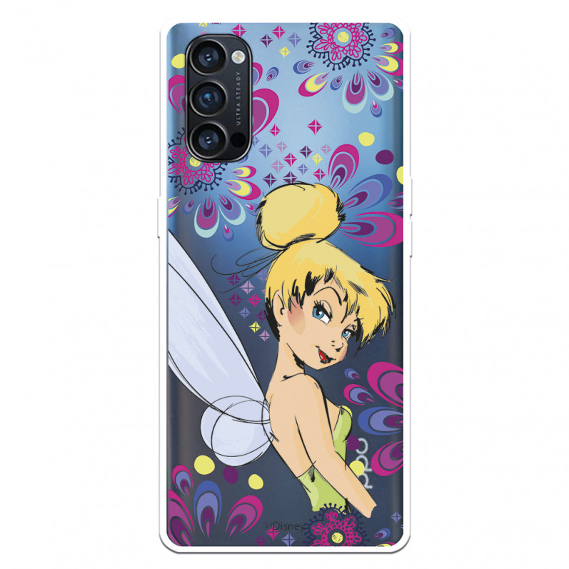 Funda para Oppo Reno 4 Pro Oficial de Disney Campanilla Flores - Peter Pan