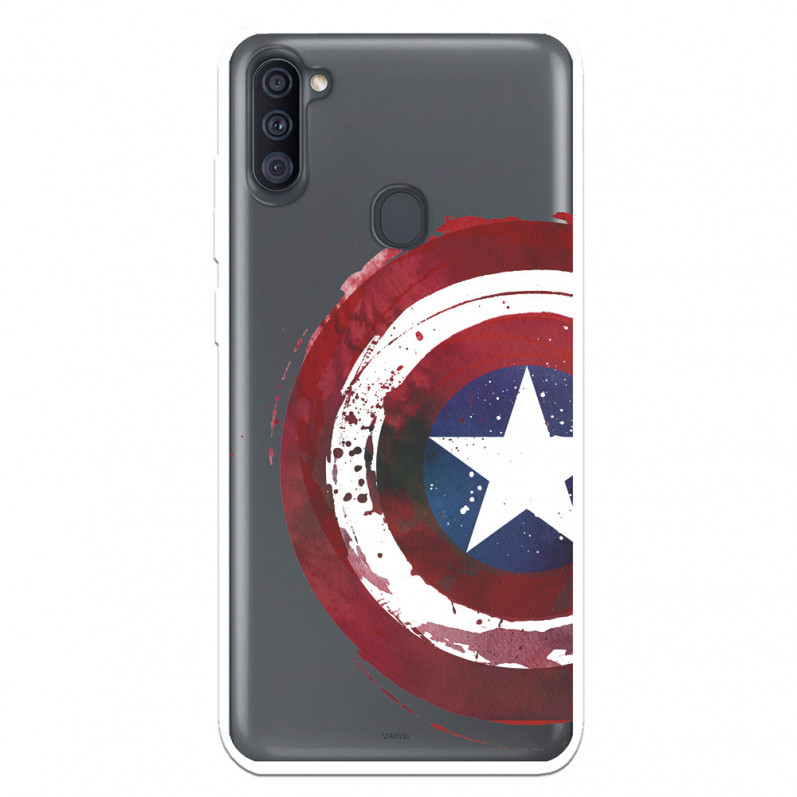 Funda para Samsung Galaxy M11 Oficial de Marvel Capitán América Escudo Transparente - Marvel