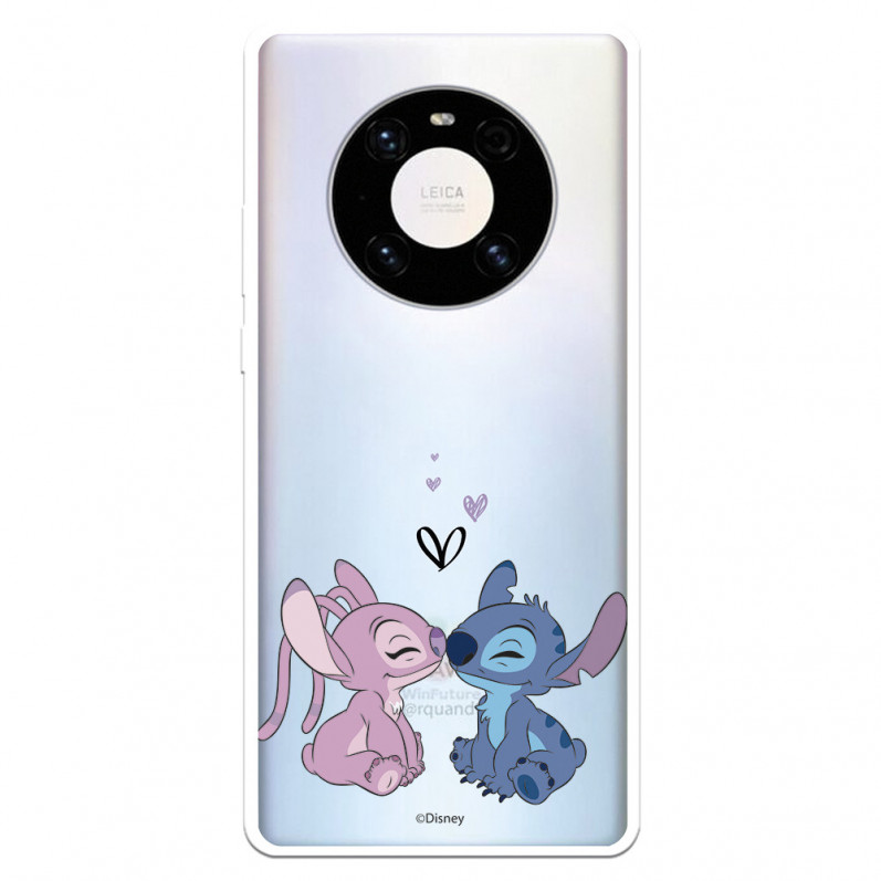 Funda para Huawei Mate 40 Pro Oficial de Disney Angel & Stitch Beso - Lilo & Stitch