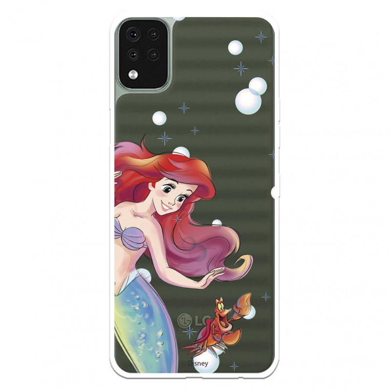 Funda para LG K42 Oficial de Disney Ariel y Sebastián Burbujas - La Sirenita