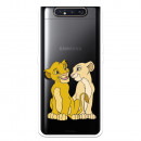 Funda para Samsung Galaxy A80 Oficial de Disney Simba y Nala Silueta - El Rey León