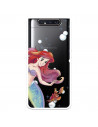 Funda para Samsung Galaxy A80 Oficial de Disney Ariel y Sebastián Burbujas - La Sirenita