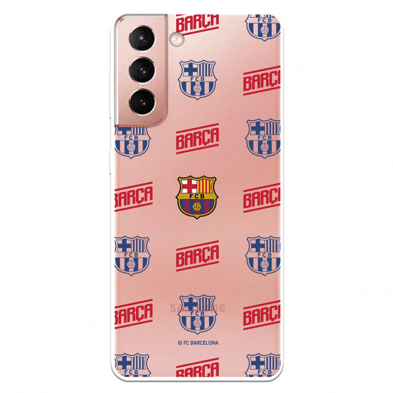 Etui Samsung Galaxy S21 z herbem FC Barcelona, czerwono-niebieskie przezroczyste — oficjalna licencja FC Barcelona