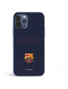 Etui FC Barcelona Barsa z niebieskim tłem iPhone 12 — oficjalna licencja FC Barcelona