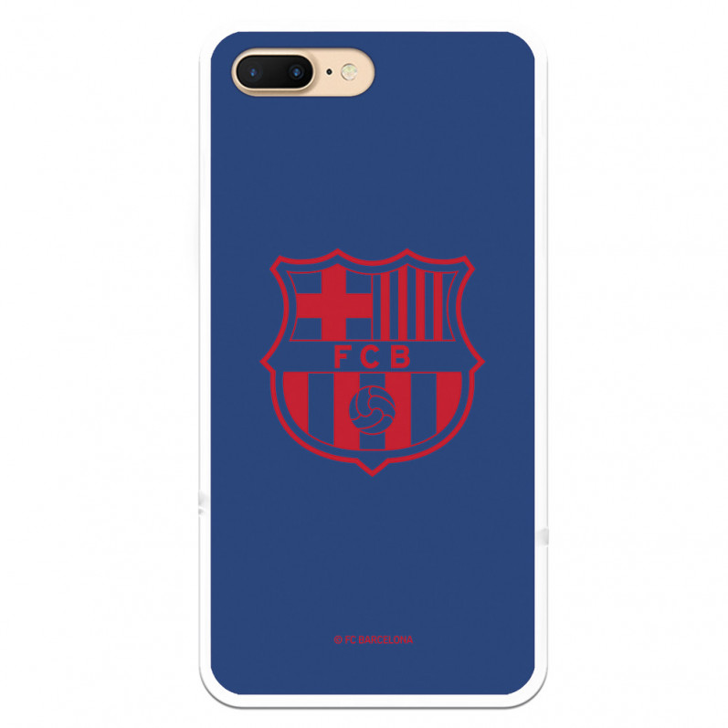 Etui FC Barcelona z czerwonym herbem, niebieskim tłem, iPhone 7 Plus — oficjalna licencja FC Barcelona