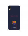 Etui FC Barcelona Barsa z niebieskim tłem iPhone XR — oficjalna licencja FC Barcelona