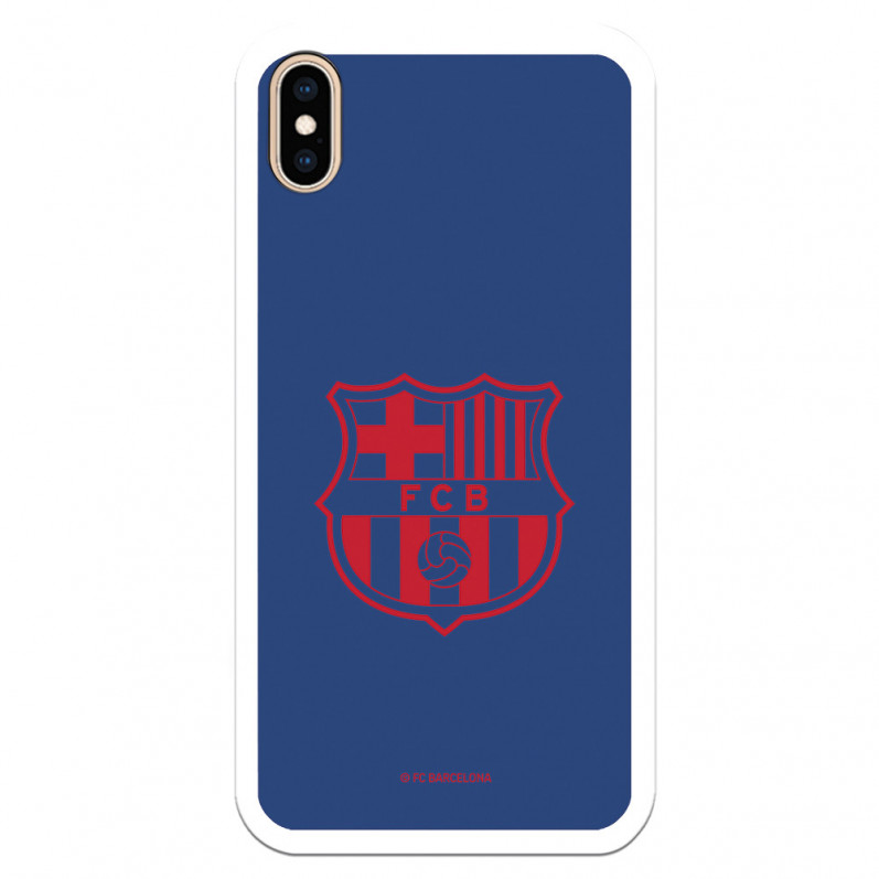 Etui FC Barcelona iPhone XS Max z czerwonym herbem i niebieskim tłem — oficjalna licencja FC Barcelona