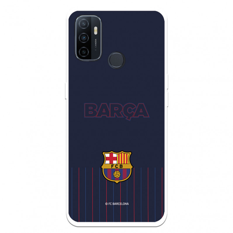 Funda para Oppo A32 del Barcelona Barsa Fondo Azul - Licencia Oficial FC Barcelona