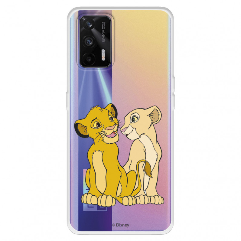 Funda para Realme GT Oficial de Disney Simba y Nala Silueta - El Rey León