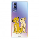 Funda para Vivo Y72 5G Oficial de Disney Simba y Nala Silueta - El Rey León