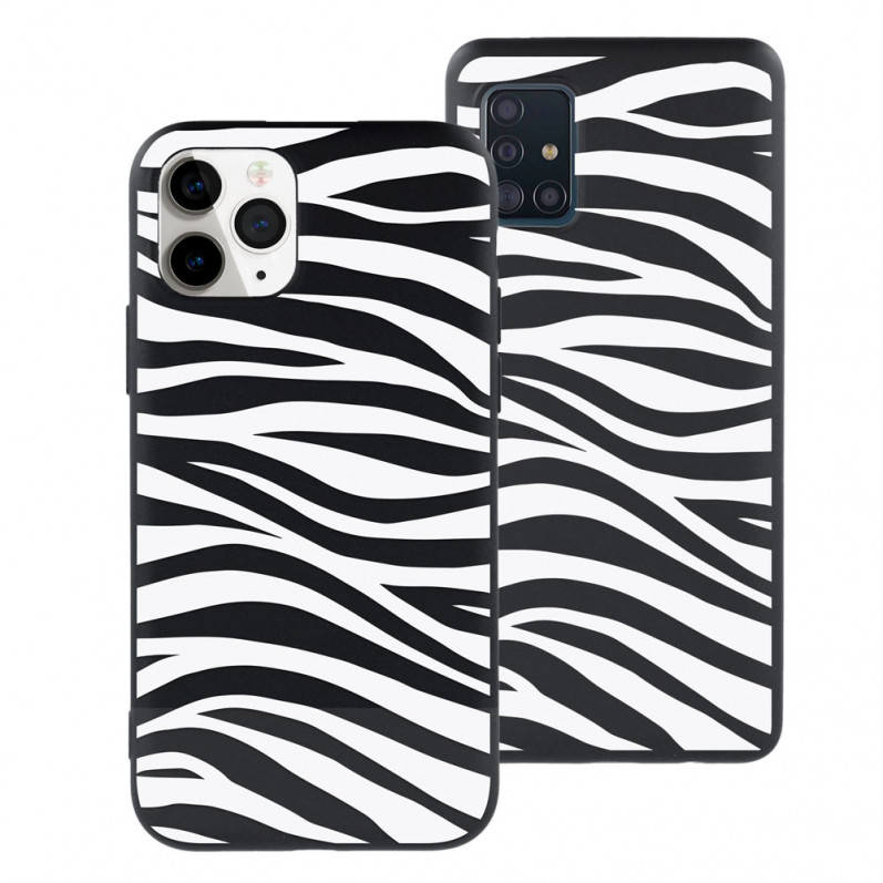 Case Ultra Soft Negra Design Animal Print Zebra