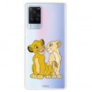 Funda para Vivo X60 Pro Oficial de Disney Simba y Nala Silueta - El Rey León